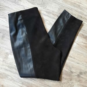 Ivanka Trump Black Suade Pants with Faux Leather, Size XL